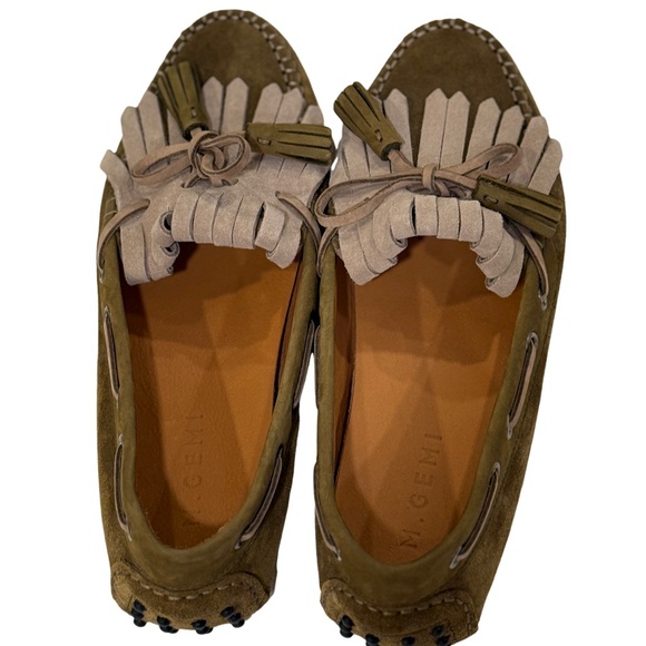 Women's Olive Moccasins with Tassels - Picture 2 of 8